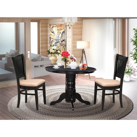 East West Furniture 3 Piece Shelton Dining Room Table Set - Black SHVA3-BLK-C